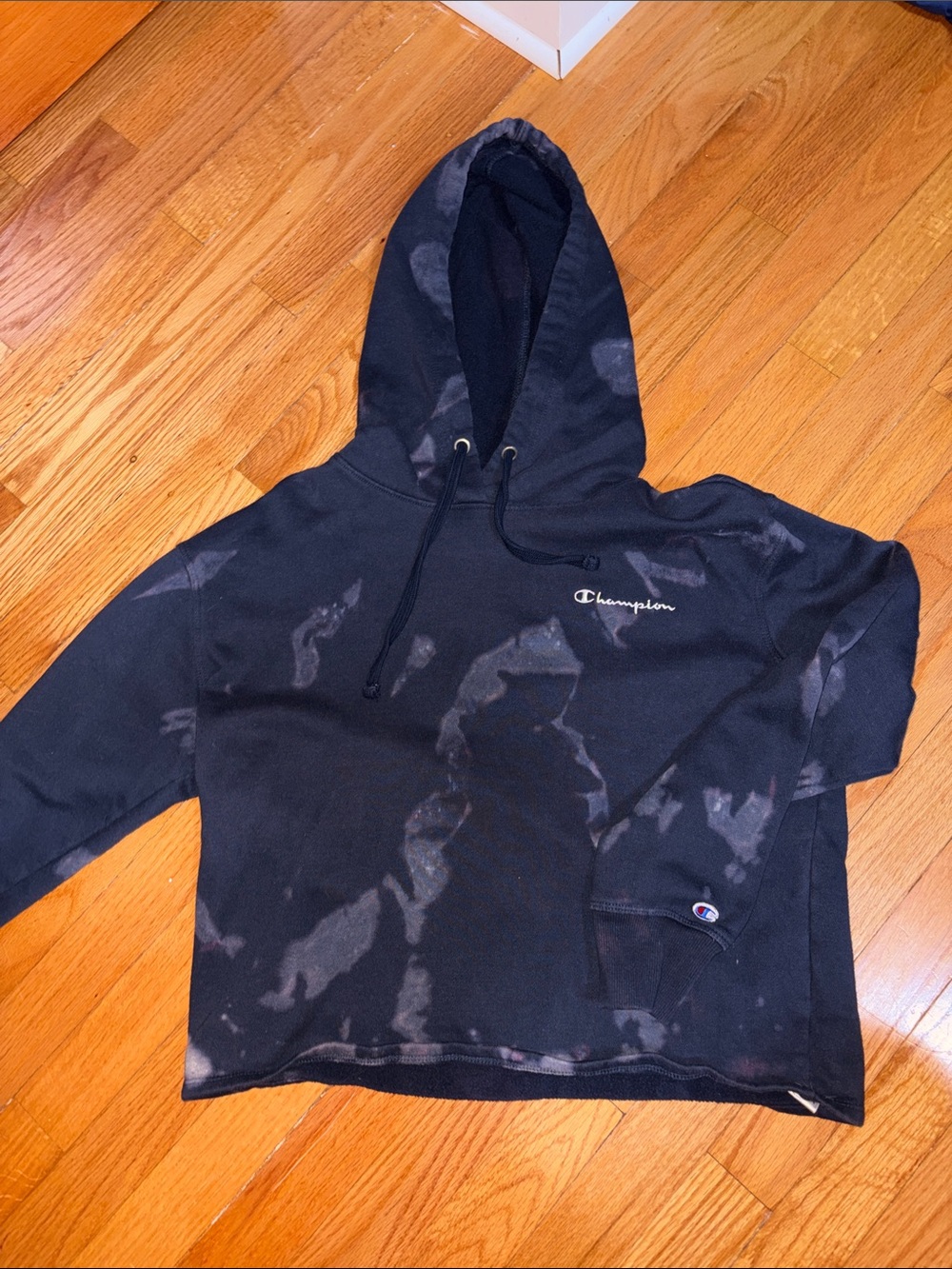 Champion Black/Navy and Gray Tie-Dye Hoodie
